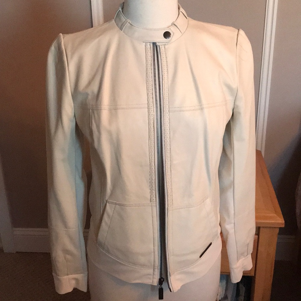 Peace Love World cream leather jacket